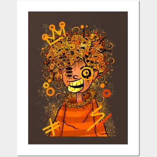 Hooman Orange Doodle Posters and Art